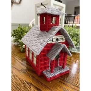 Mary Maxim Needlepoint Musical Christmas Red School House School Days EUC